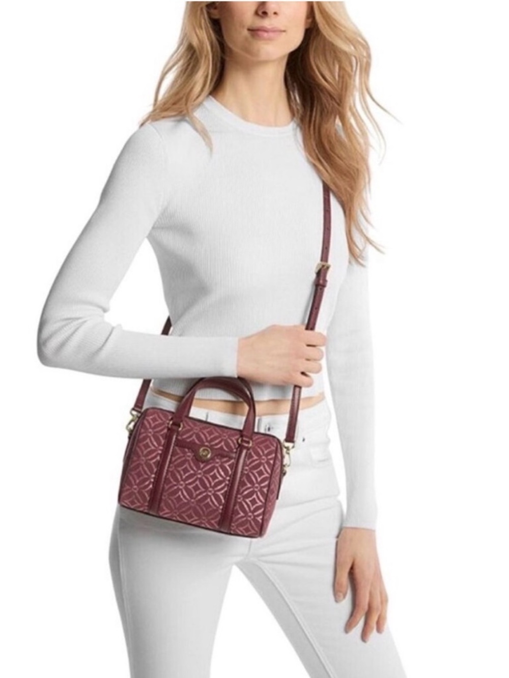 Michael Kors Ivory & Gold Travel Small Duffle Crossbody - Picture 14 of 14
